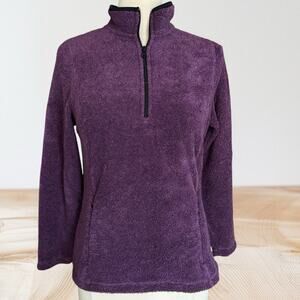 ALPS Deep Pile Purple Fleece 1/4 Zip Sweater Top Sz S Womens Ski Board Outdoors